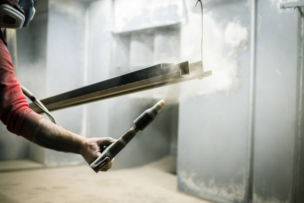 painting the metal part with powder coating